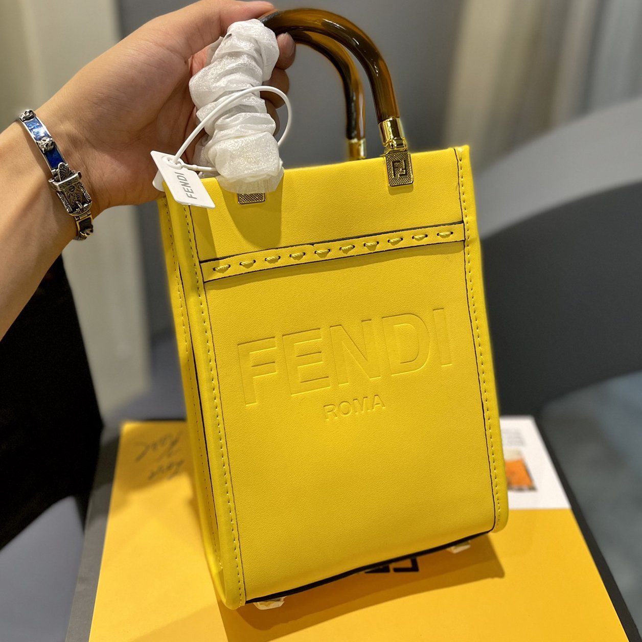 FENDI New Embossed Letters Pure Color Mini Handbag Shoulder Bag Messenger Bag-1