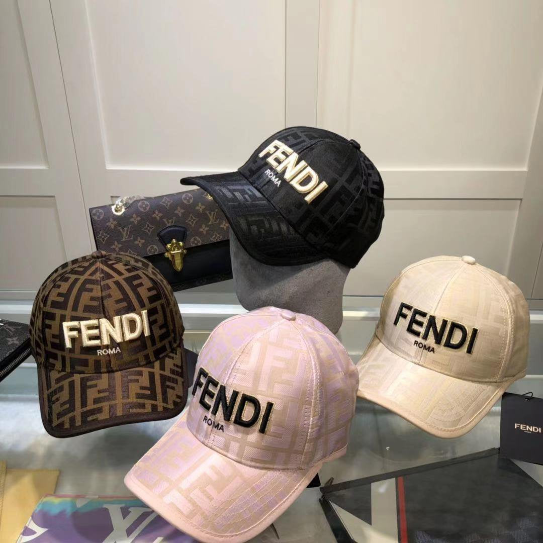 FENDI Baseball Cap Letter FF Color-blocked Peaked Hat Dome Mens and Womens Bucket hat 1