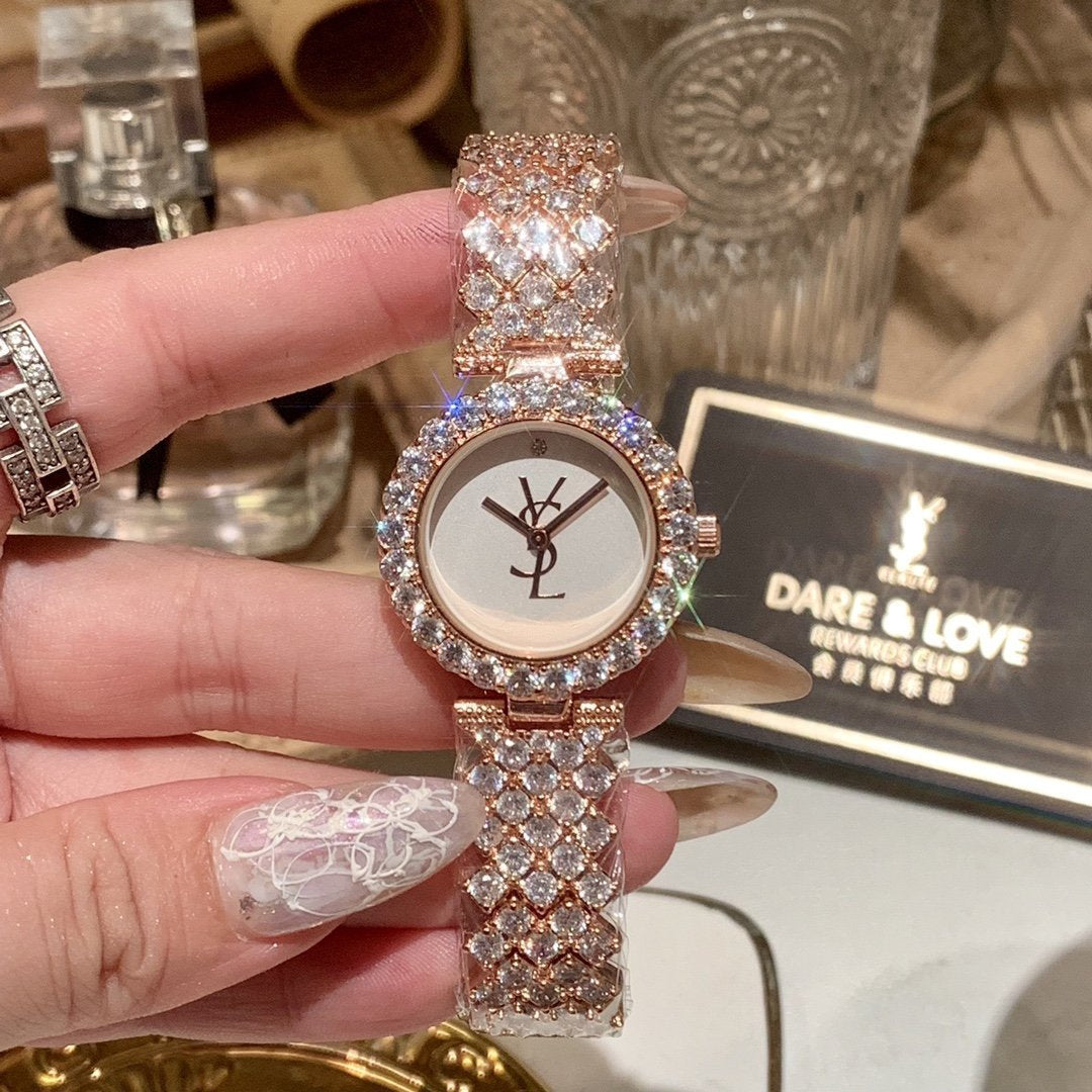 YSL Fashion Quartz Classic mechanical watch diamond women waterp