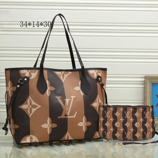 LV Louis Vuitton letter print stitching color ladies shopping ha