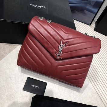 YSL Womens Leather Shoulder Bag Shopping Satchel YSL Tote Bag Handbag 0531-2