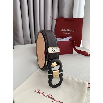 Ferragamo Fashion Womens Mens Smooth Buckle Belt Leather Belt Mo
