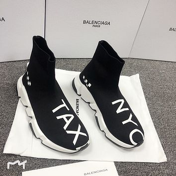 Balenciaga Trending Womens Black Leather Side Zip Lace-up Ankle 