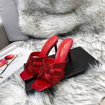 YSL Womens Fashion Trending Leather Women High Heels Shoes Sanda