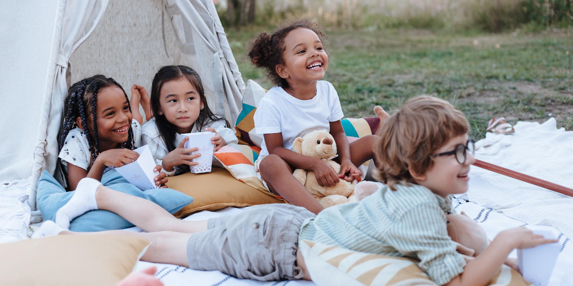 kids teepee in garden