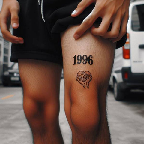 Above The Knee Date Tattoo