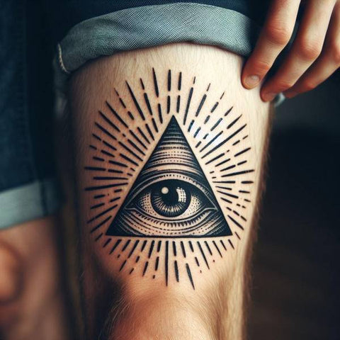 Above The Knee Illuminati Tattoo 1