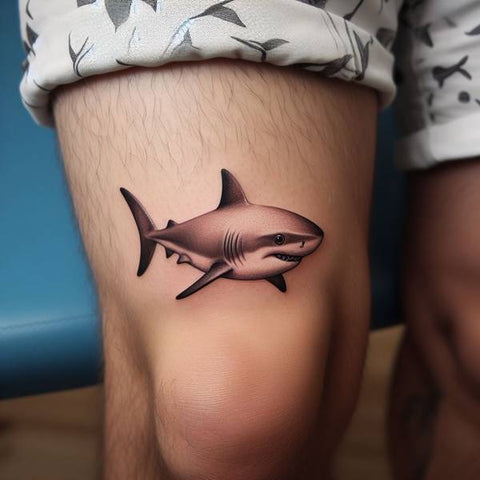 Above The Knee Shark Tattoo 2