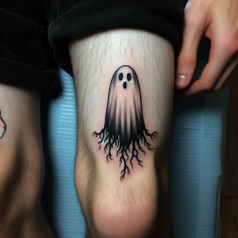 Above The Knee SpookyGhost Tattoo 2