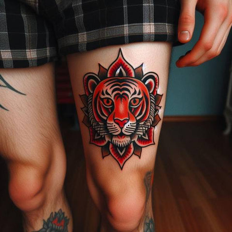Above The Knee Traditional Tattoo