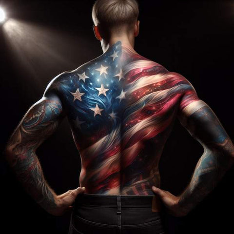 American Flag Back Tattoo 1