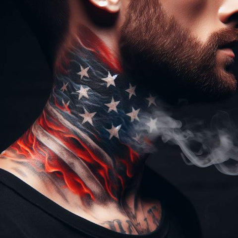 American Flag Neck Tattoo 1