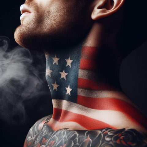 American Flag Neck Tattoo 2