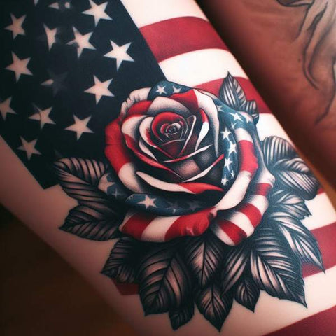 American Flag Rose Tattoo 1