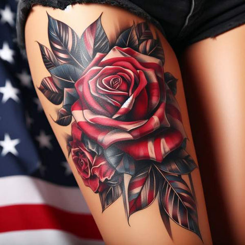 American Flag Rose Tattoo 2