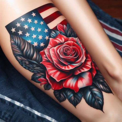 American Flag Rose Tattoo 3