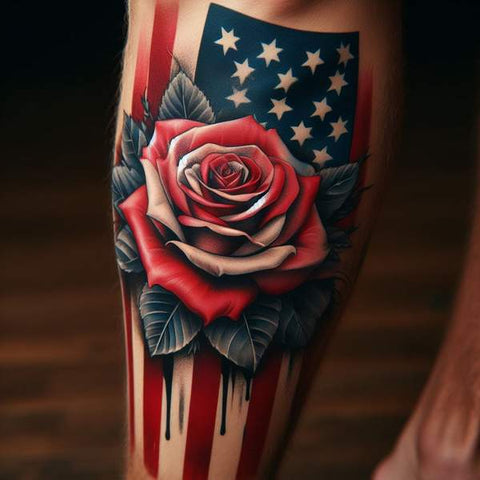 American Flag Rose Tattoo 4