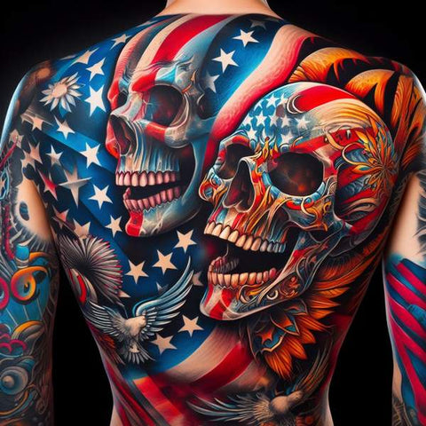 American Flag Skull Tattoo 1