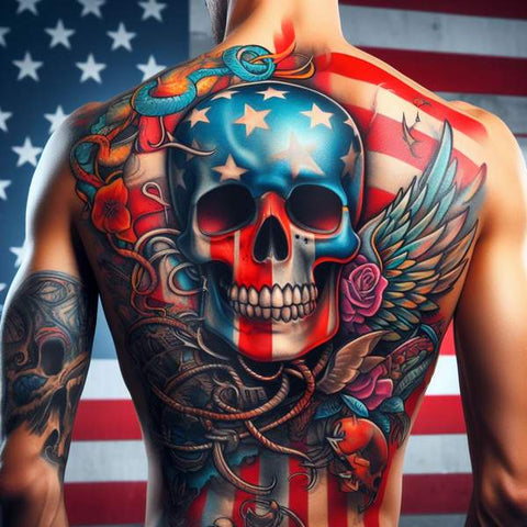 American Flag Skull Tattoo 3