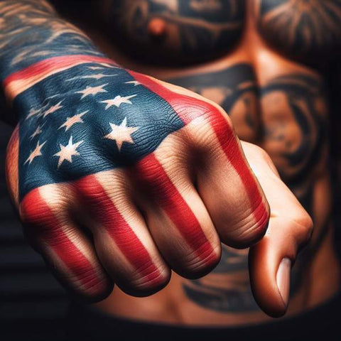 American Flag Tattoo on Hand 1