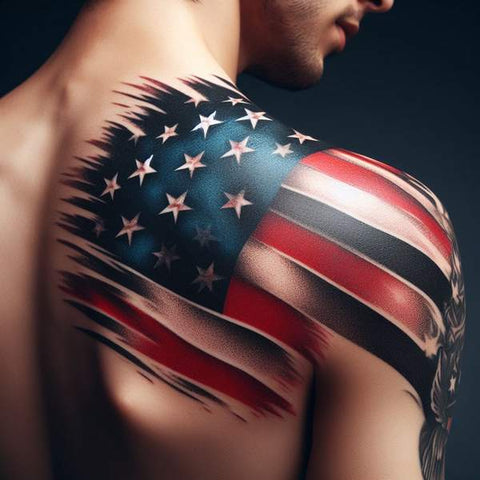 American Flag Tattoo on Shoulder 1