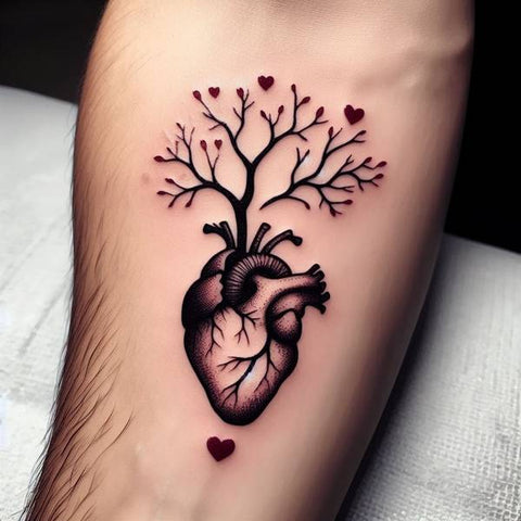 Anatomical Heart Family Tree Tattoo 1