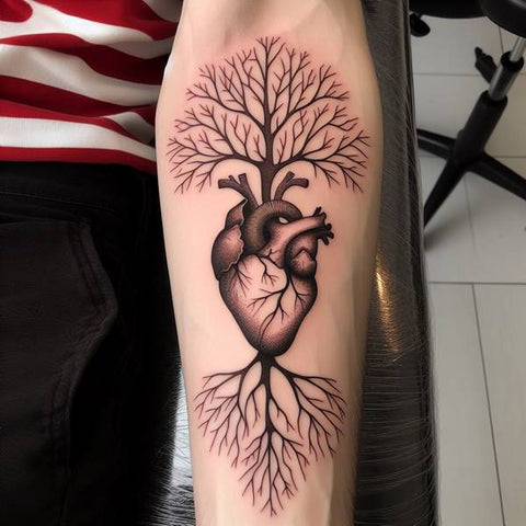 Anatomical Heart Family Tree Tattoo 2