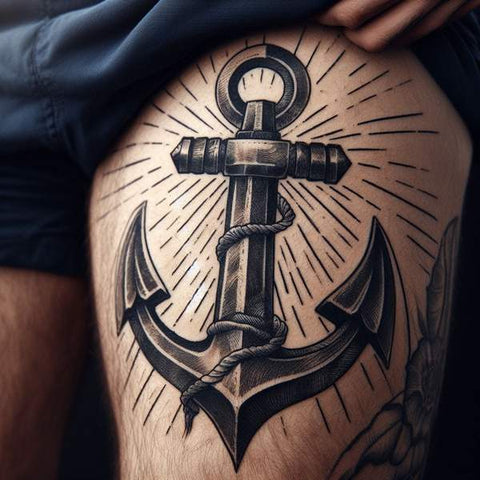 Anchor Thigh Tattoo