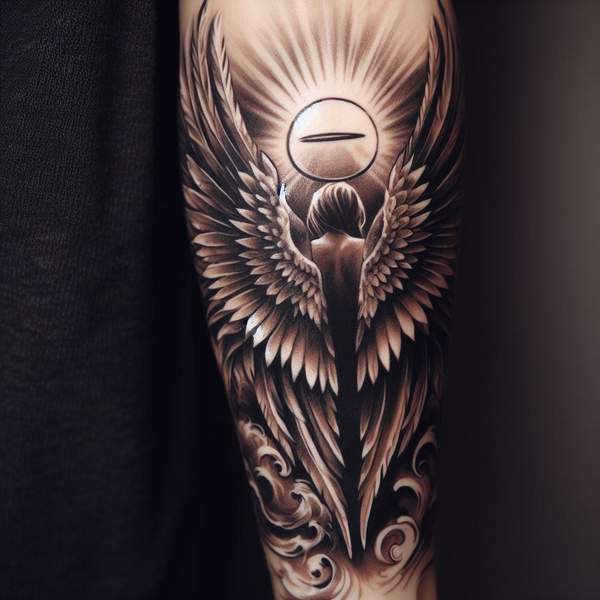 Angel Wings And Halo Tattoo