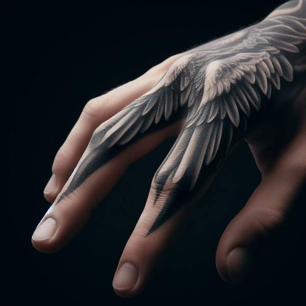 Angel Wings Finger Tattoo 1