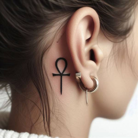 Ankh Tattoo Behind the Ear 2