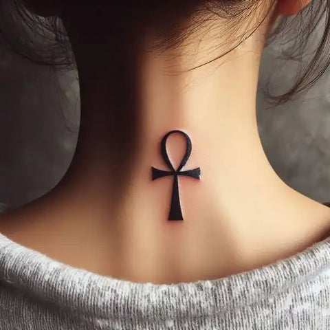 Ankh Tattoo on Neck 1