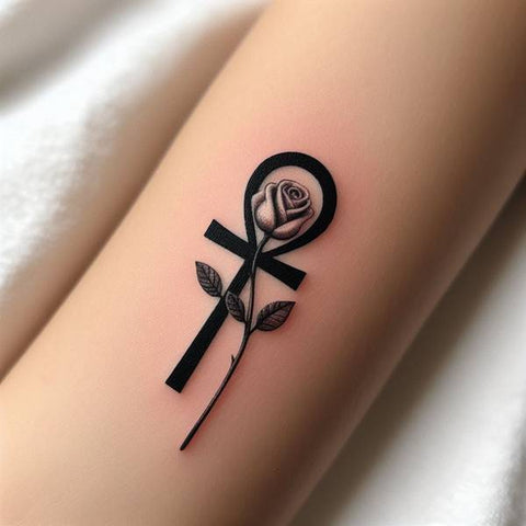 Ankh and Rose Tattoo 1