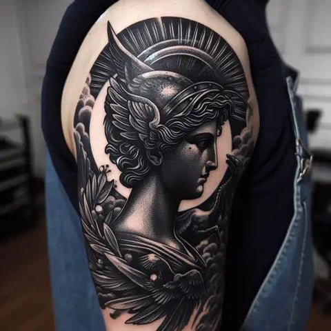 Athena Blackwork Tattoo 2