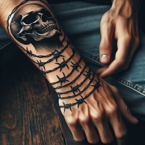 Barbed Wire Skull Tattoo