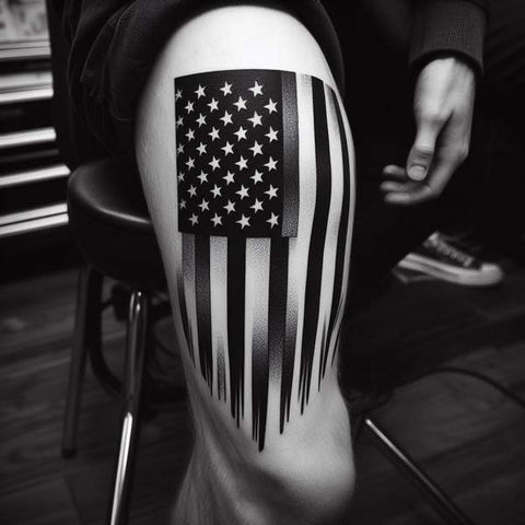 Black And White American Flag Tattoo 1