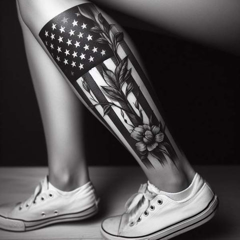Black And White American Flag Tattoo 2