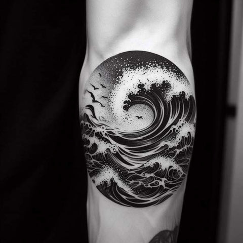 Black And White Ocean Tattoo 1