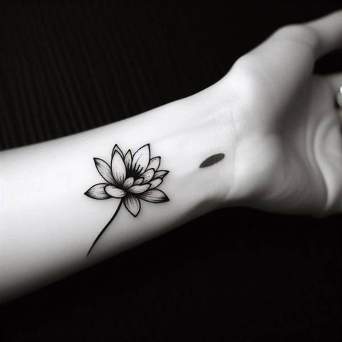 Black And White Water Lily Tattoo 1
