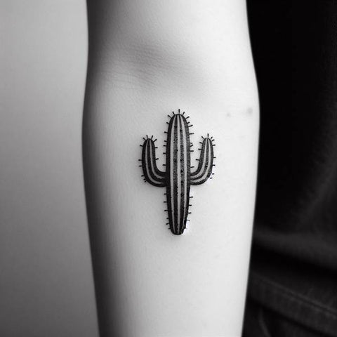 Black and White Cactus Tattoo 1