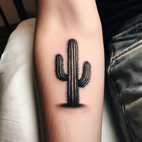 Black and White Cactus Tattoo 2