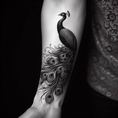 Black and White Peacock Tattoo 1