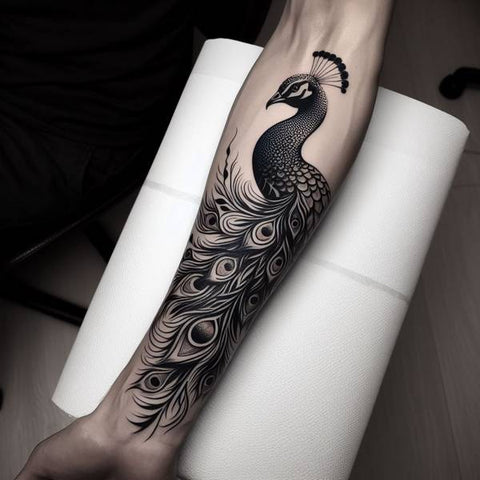 Black and White Peacock Tattoo 2