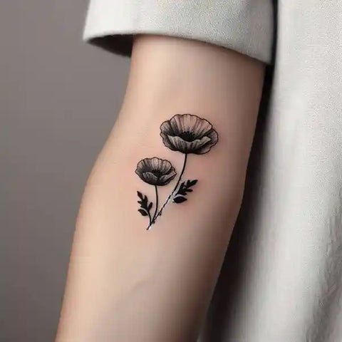 Black and White Poppy Tattoo 2