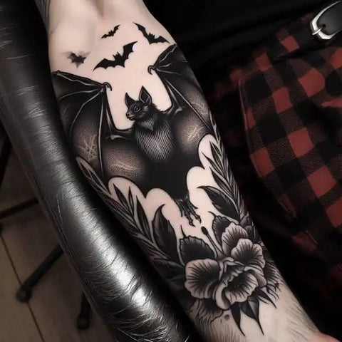 Blackwork Bat Tattoo 1