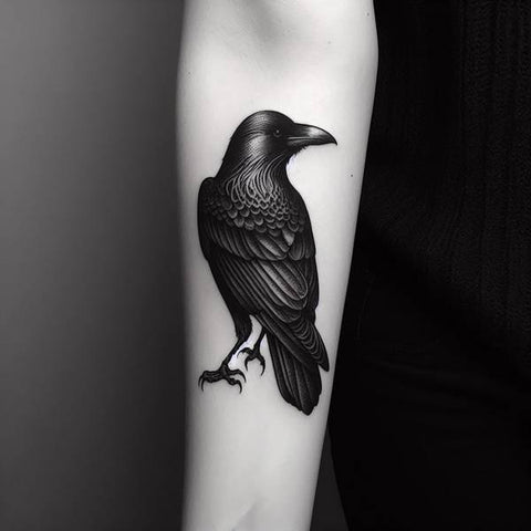 Blackwork Raven Tattoo 2