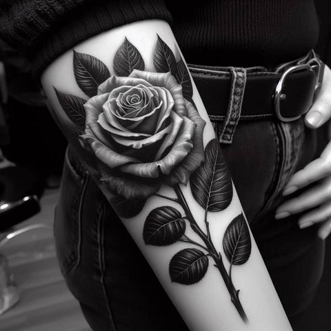 Blackwork Rose Tattoo 1