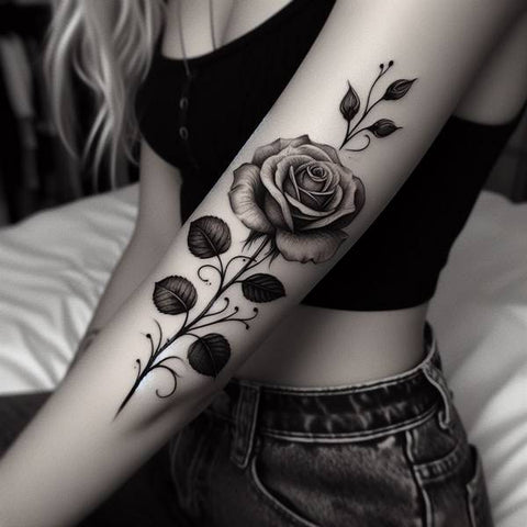 Blackwork Rose Tattoo 2