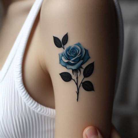 Blue and Black Rose Tattoo 2