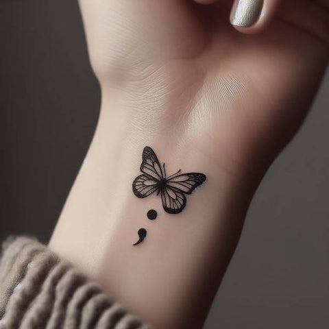 Butterfly Semicolon Tattoo 1